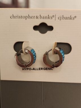 cj banks Blue Crystal Hoop Earrings - Hypo-Allergenic